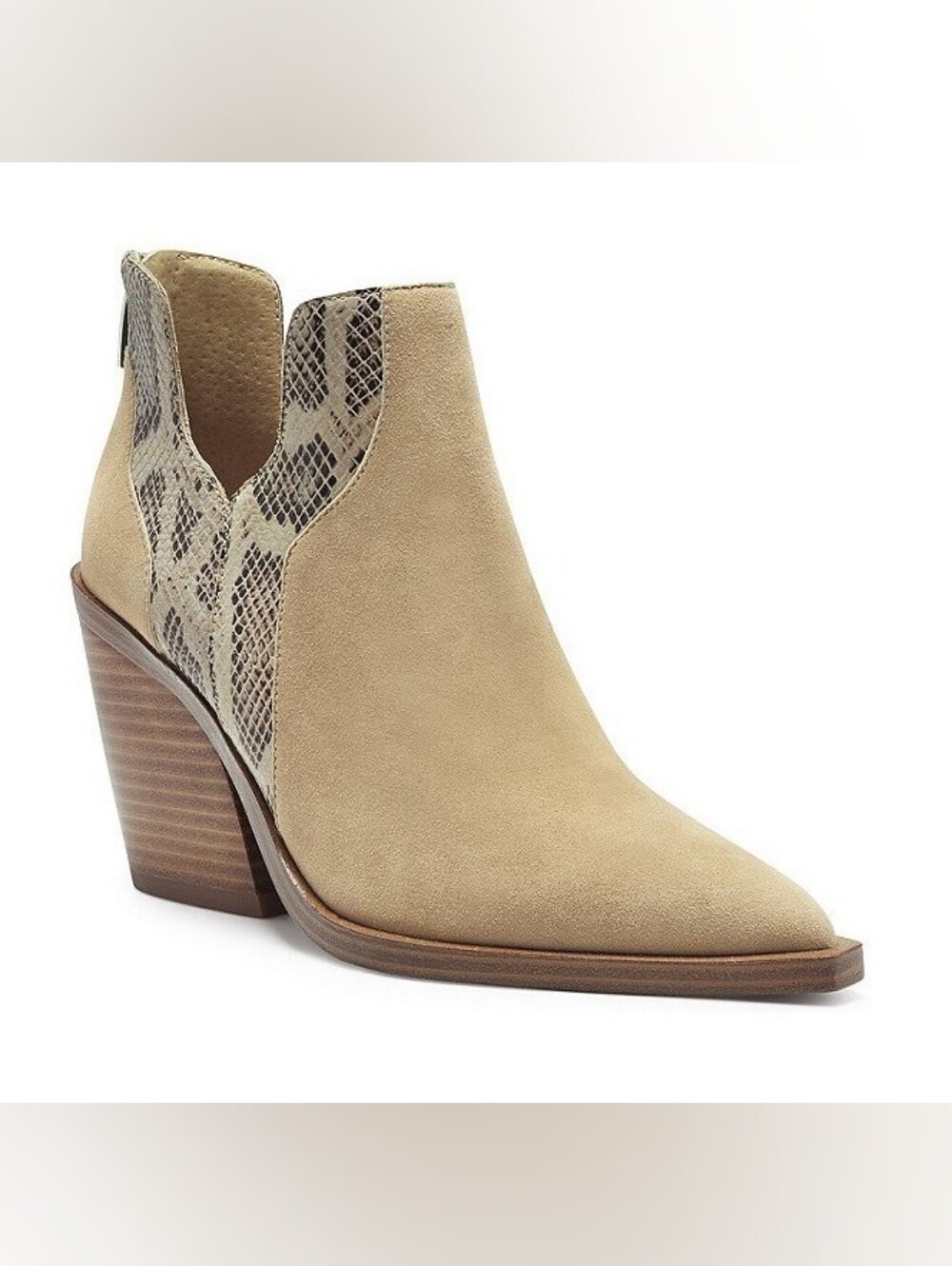 Vince Camuto Women's Gannilla Snake Print Tan Suede Western Booties Size 8.5